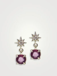 Aztec North Star 14K Gold Pink Spinel Earrings With Diamonds