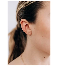 Dew Drop 14K Gold Pavé Bar Stud Earrings With Diamonds