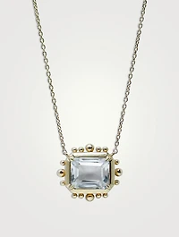Dew Drop 14K Gold Marine Pendant Necklace With Clear Topaz