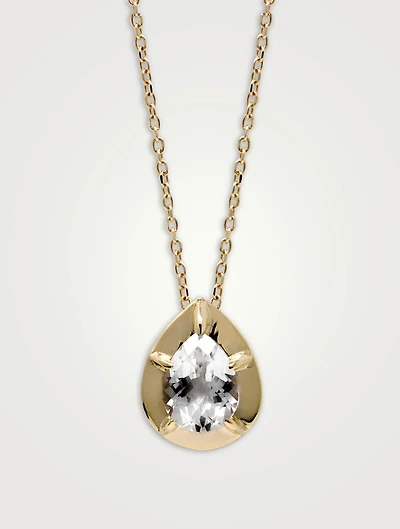 Classique 14K Gold Grande Mélia Pear Necklace With Topaz