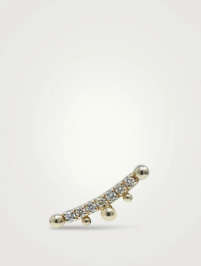 Dew Drop 14K Gold Pavé Ear Crawler With Diamonds