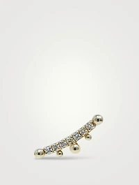 Dew Drop 14K Gold Pavé Ear Crawler With Diamonds