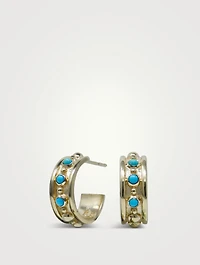 Dew Drop Méditerranée 14K Gold Hoop Earrings With Turquoise