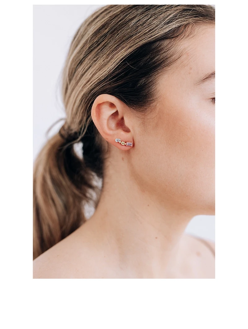 Mini Mélia 14K Gold Rainbow Left Ear Crawler With Gemstones