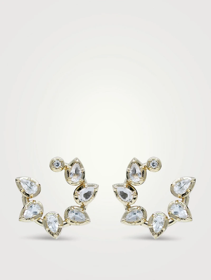 Mélia 14K Gold Pear Front-To-Back Hoop Earrings With Clear Topaz
