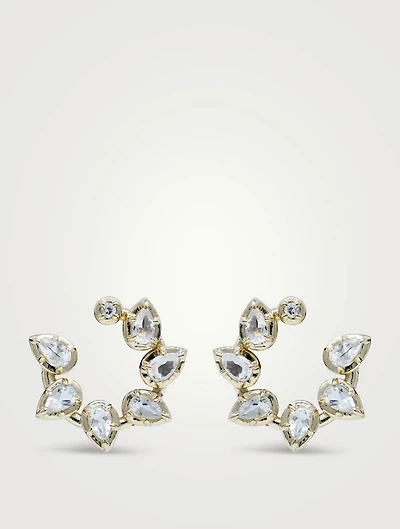Mélia 14K Gold Pear Front-To-Back Hoop Earrings With Clear Topaz