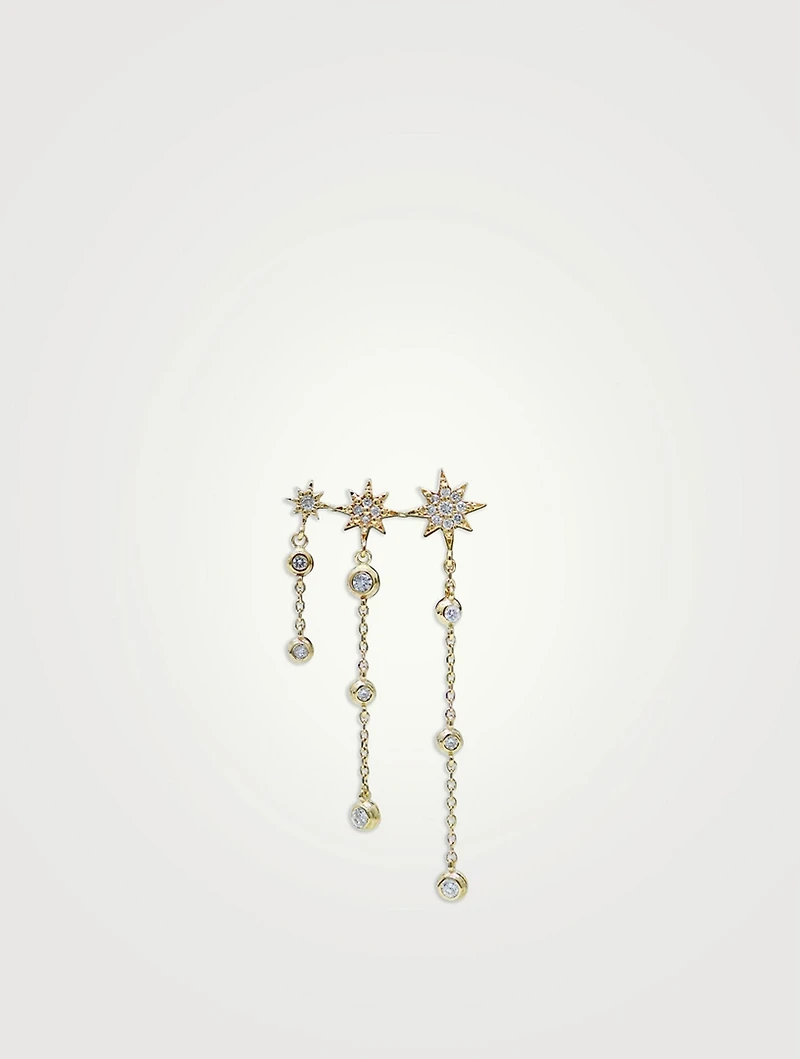 Aztec 14K Gold Trio Starburst Cascade Ear Crawler With Diamonds
