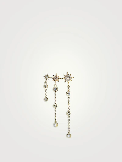 Aztec 14K Gold Trio Starburst Cascade Ear Crawler With Diamonds