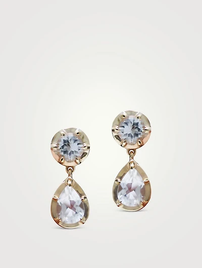 Mélia 14K Gold Drop Earrings With Clear Topaz