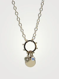 Dew Drop 14K Gold Marine Story Catcher Charm Necklace With Moonstone