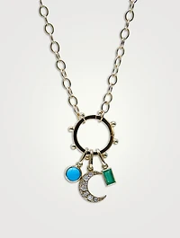 Dew Drop 14K Gold Marine Story Catcher Necklace With Turquoise And Emerald