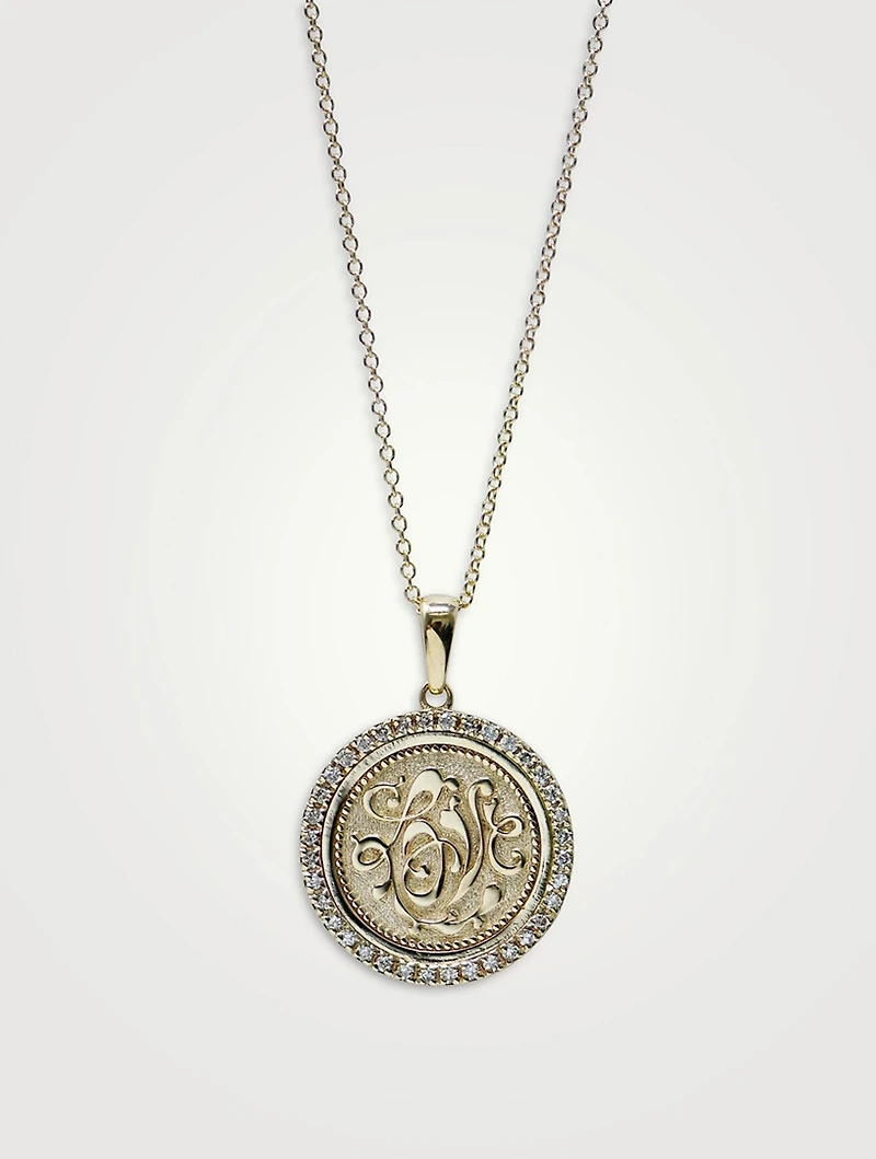 Love Letter 14K Gold Royal Love Medallion Necklace With Diamonds