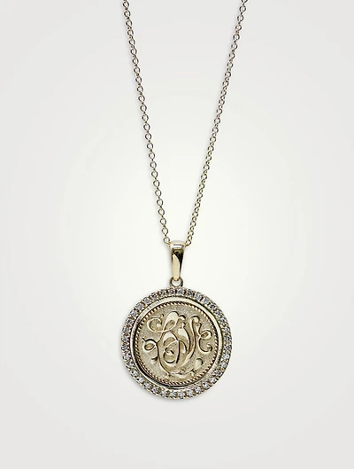 Love Letter 14K Gold Royal Love Medallion Necklace With Diamonds