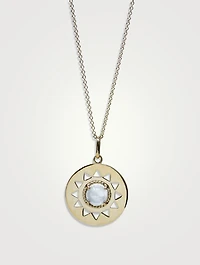 Mini Aztec 14K Gold Medallion Necklace With Moonstone