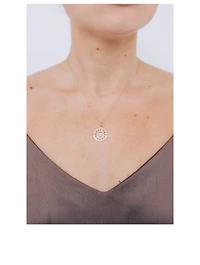 Mini Aztec 14K Gold Medallion Necklace With Moonstone