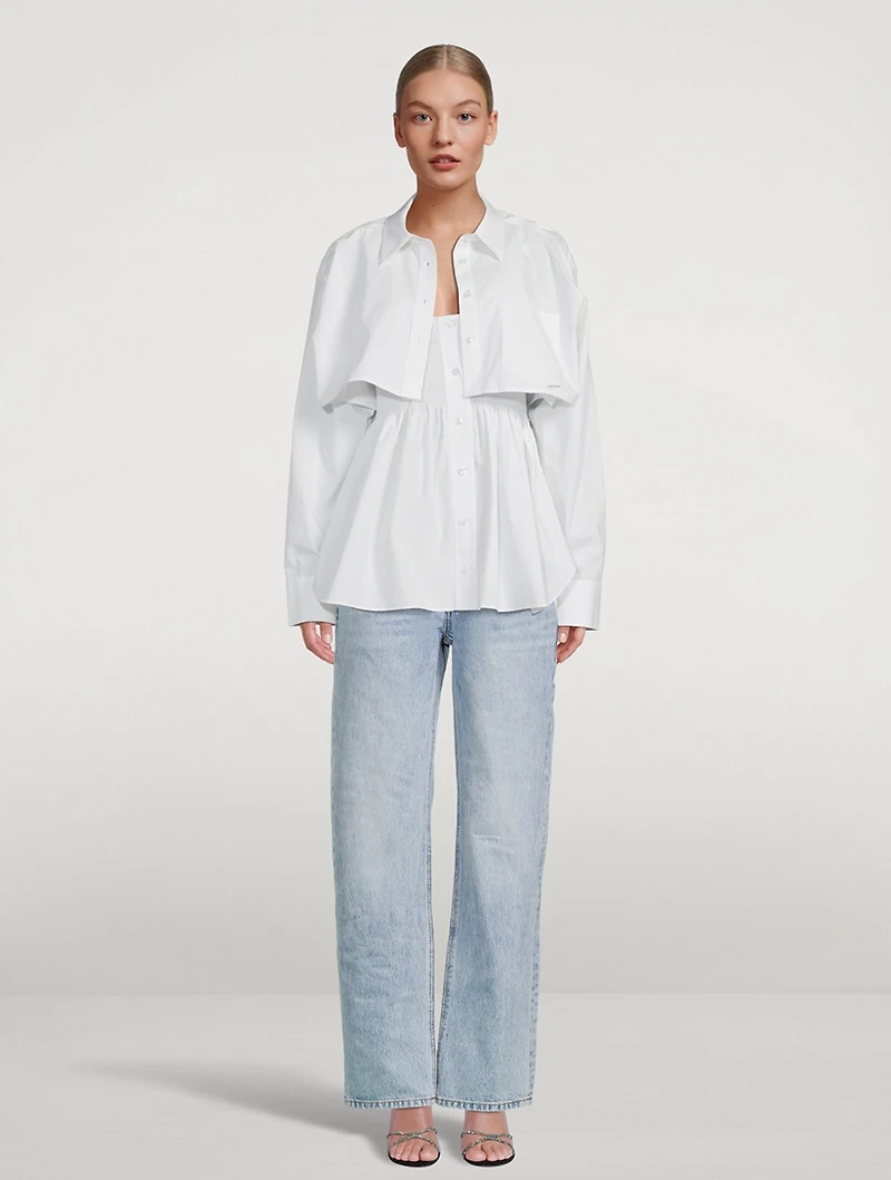 Smocked Cami With Cropped Shirt