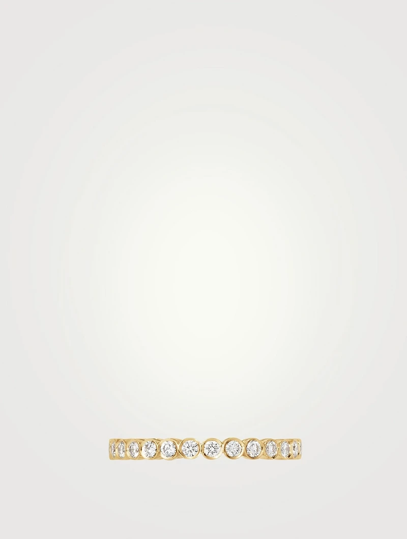 Cher Croissant 18K Gold Wedding Band With Diamonds