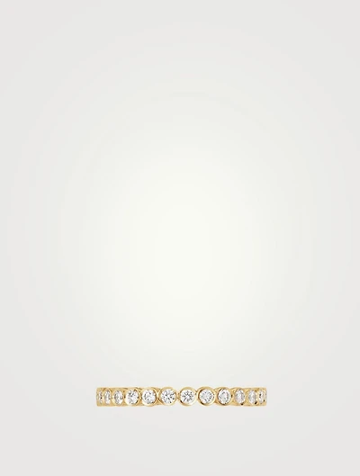 Cher Croissant 18K Gold Wedding Band With Diamonds
