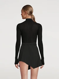 Twist-Front Cut-Out Turtleneck Top