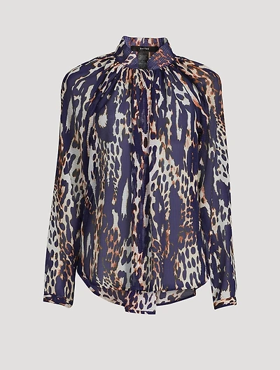 Gathered Blouse Leopard Print