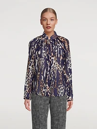 Gathered Blouse Leopard Print