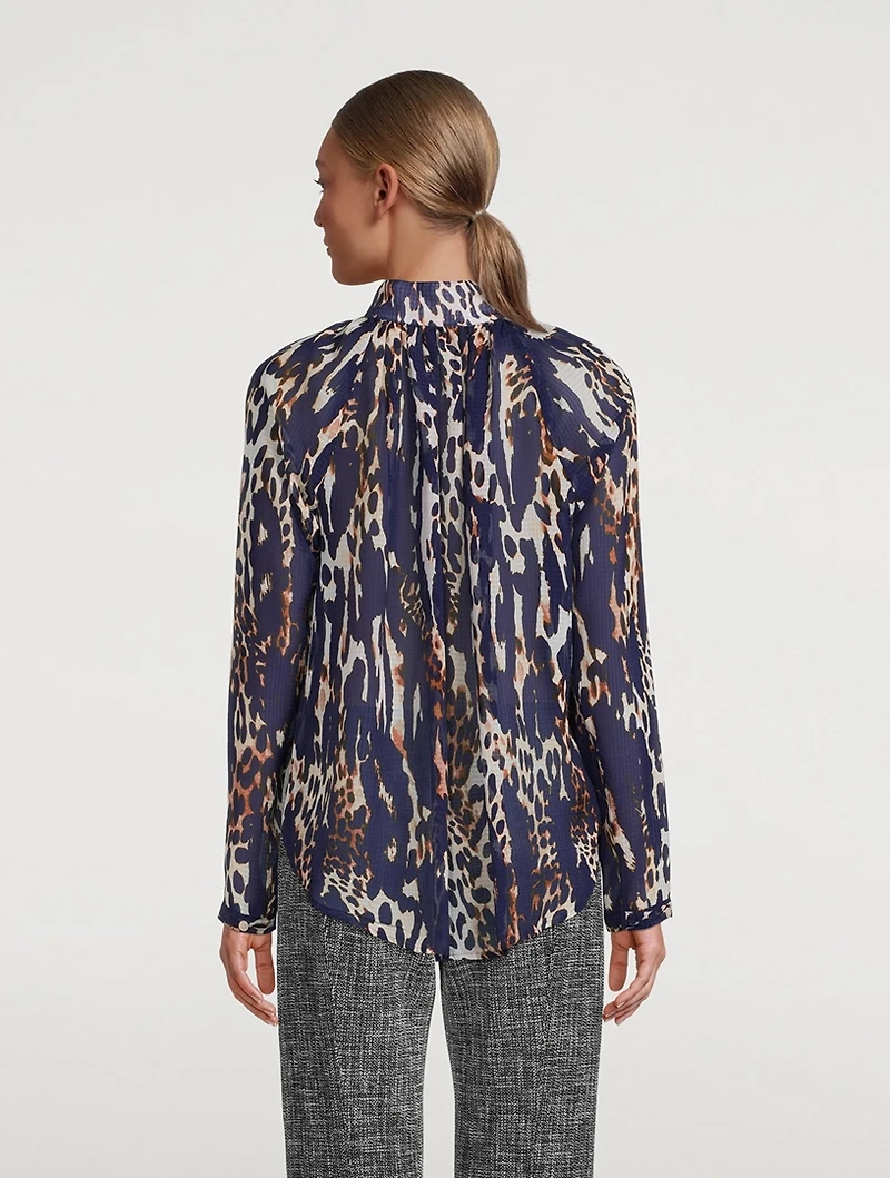 Gathered Blouse Leopard Print
