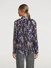 Gathered Blouse Leopard Print