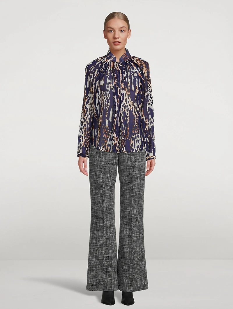 Gathered Blouse Leopard Print