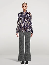 Gathered Blouse Leopard Print