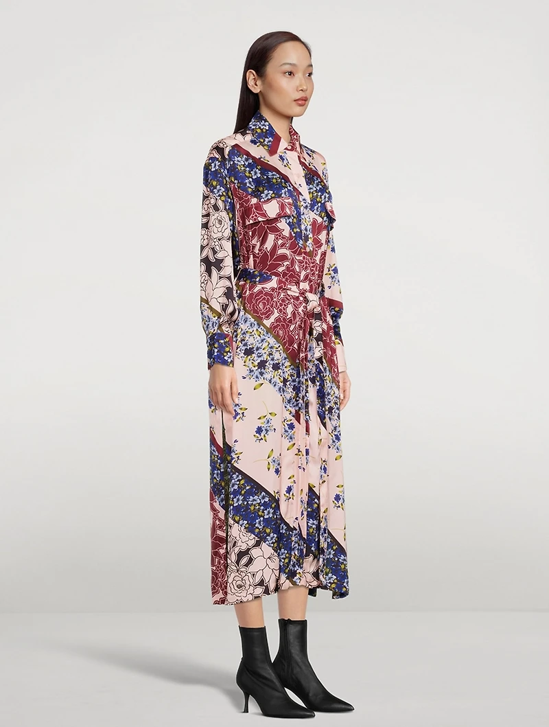 Belted Shirt Dress Floral Print