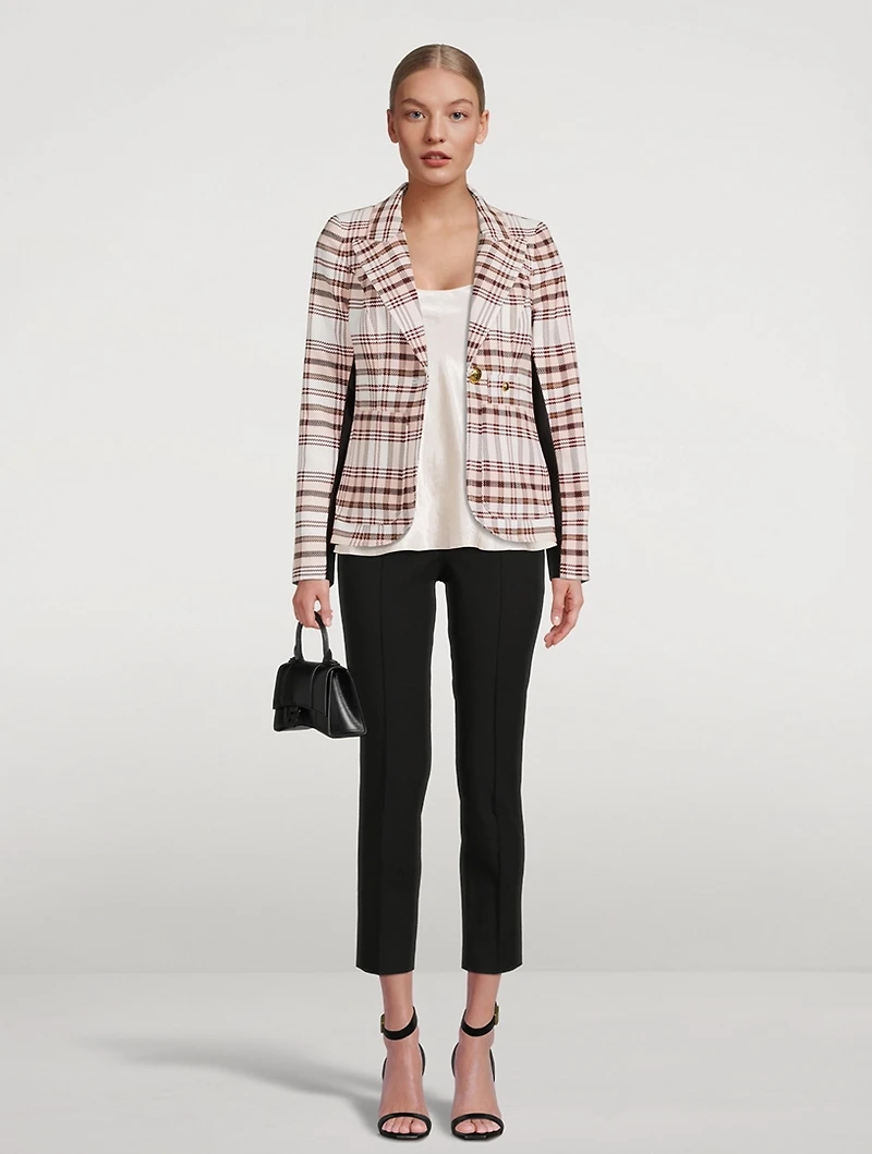 Tuxedo Stripe Blazer Plaid Print