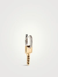 Small Gold And Silver Key Earring With Diamonds