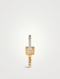 Small Gold And Silver Key Earring With Diamonds