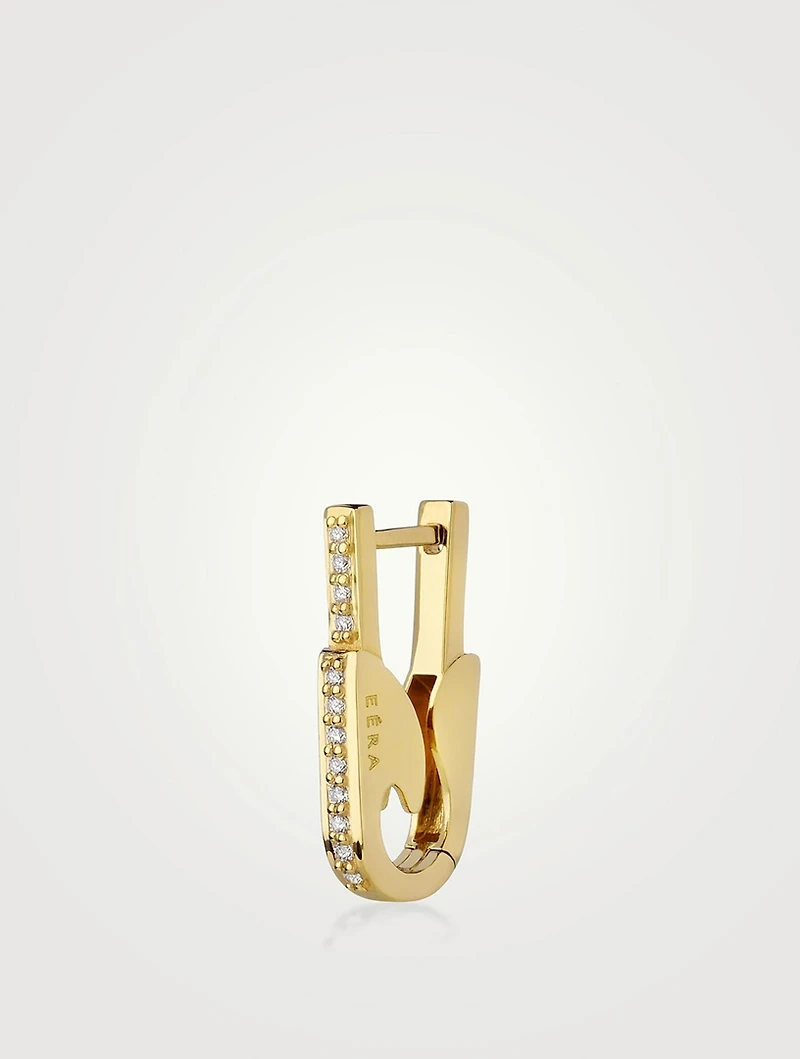 Pin Gold Earring With Diamonds