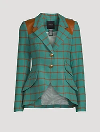 Hunting Wool Blazer Windowpane Check Print