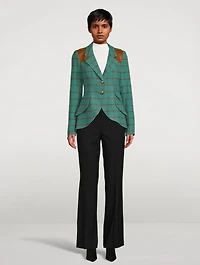 Hunting Wool Blazer Windowpane Check Print