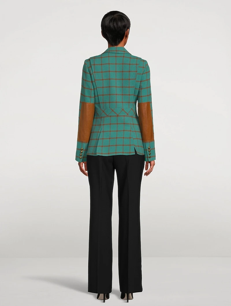 Hunting Wool Blazer Windowpane Check Print