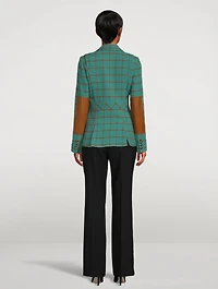 Hunting Wool Blazer Windowpane Check Print