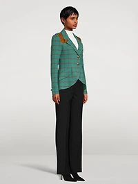 Hunting Wool Blazer Windowpane Check Print