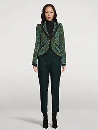 Pouf-Sleeve Blazer Floral Print
