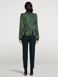 Pouf-Sleeve Blazer Floral Print