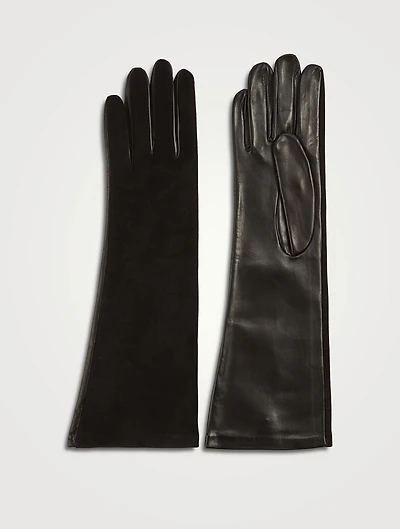Eight-Button Suede And Nappa Leather With Silk Lining
