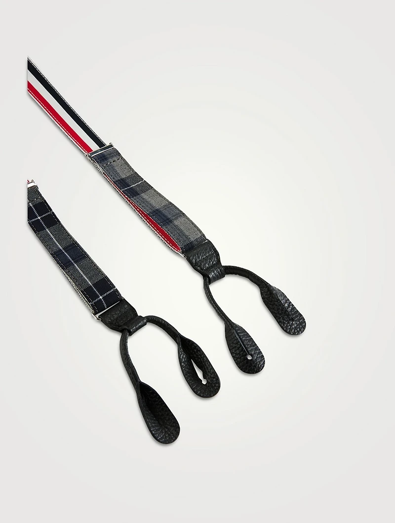 Wool-Blend Tartan School Uniform Suspenders