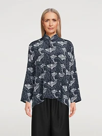 Silk Shirt Tropical Leaf Print
