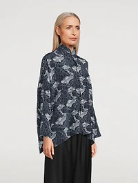 Silk Shirt Tropical Leaf Print