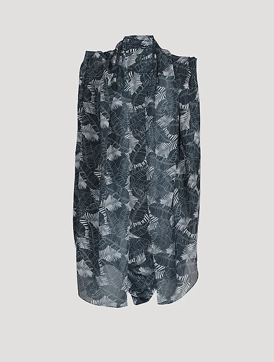 Silk Scarf In Tropical Leaf Print