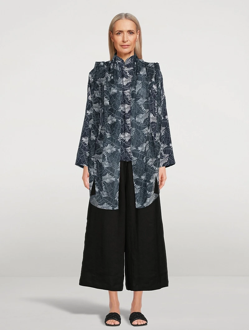 Silk Scarf In Tropical Leaf Print