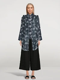 Silk Scarf In Tropical Leaf Print