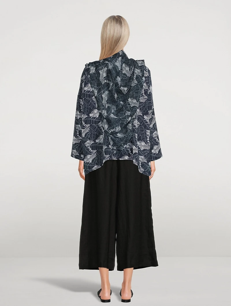 Silk Scarf In Tropical Leaf Print