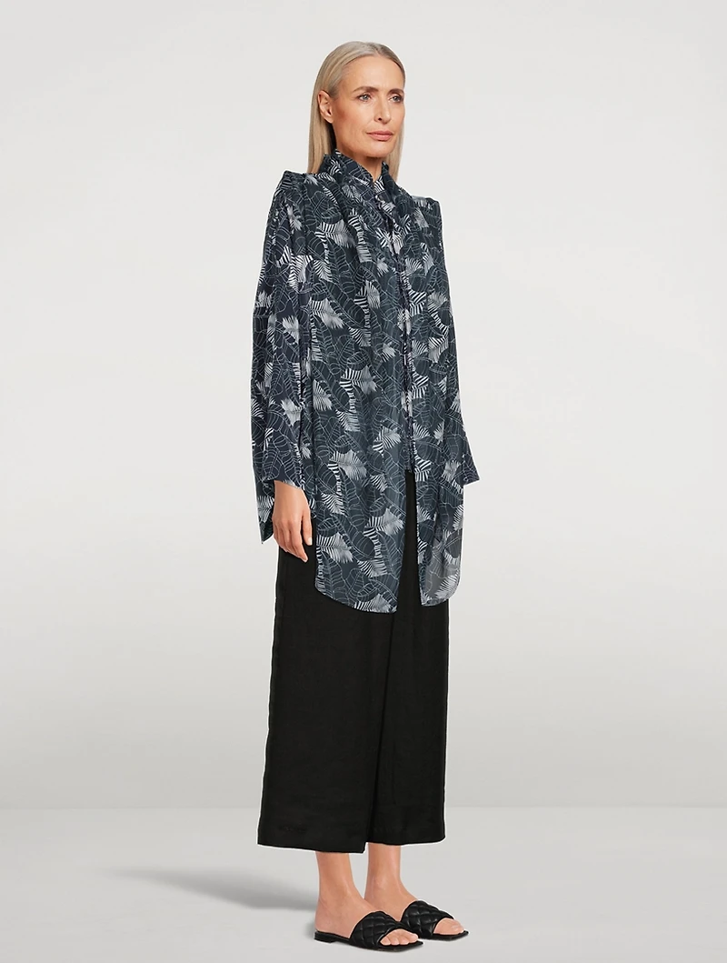 Silk Scarf In Tropical Leaf Print